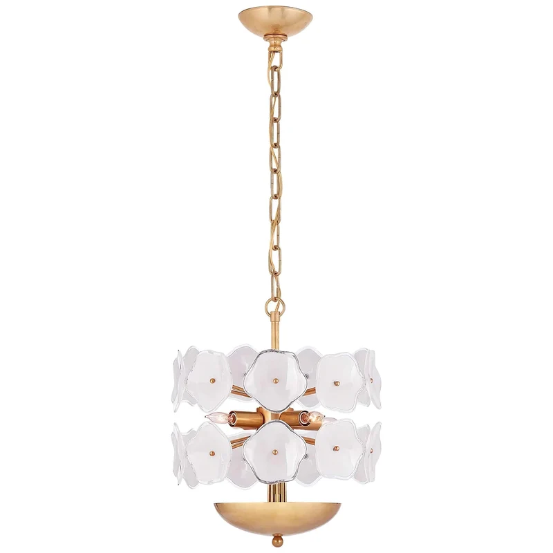 Flower Glass Chandelier | White & Brass | CLZQ0255