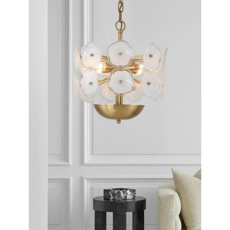 Flower Glass Chandelier | White & Brass | CLZQ0255