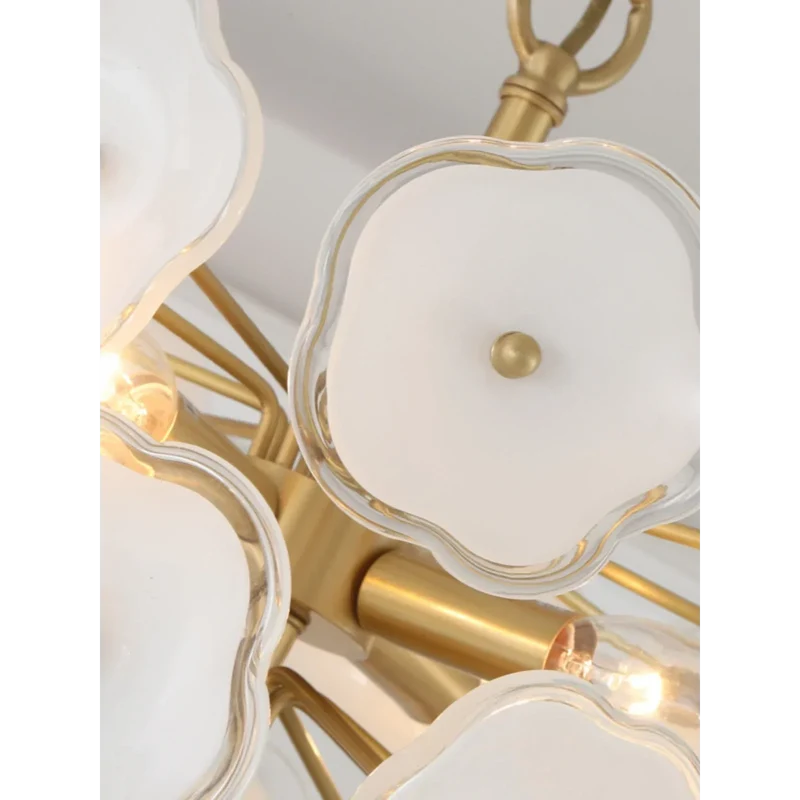 Flower Glass Chandelier | White & Brass | CLZQ0255