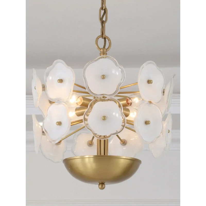 Flower Glass Chandelier | White & Brass | CLZQ0255