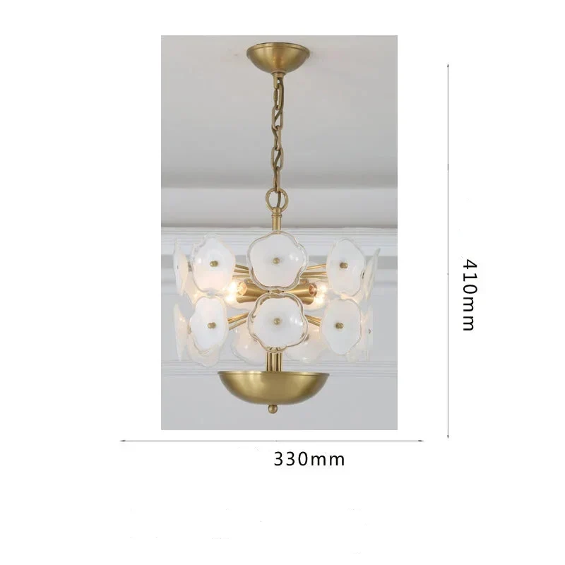 Flower Glass Chandelier | White & Brass | CLZQ0255
