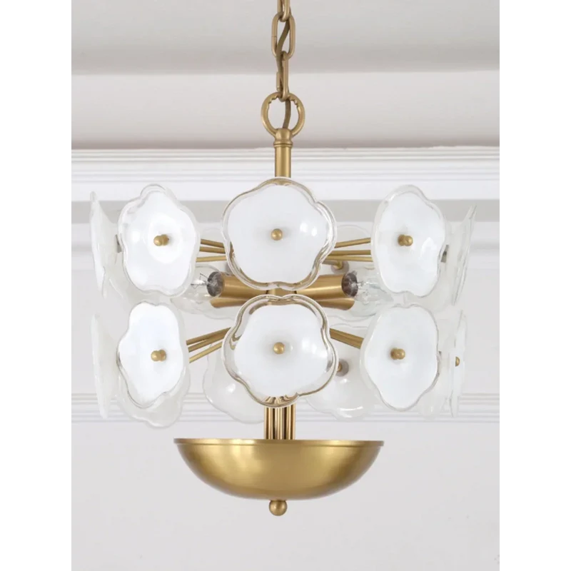 Flower Glass Chandelier | White & Brass | CLZQ0255