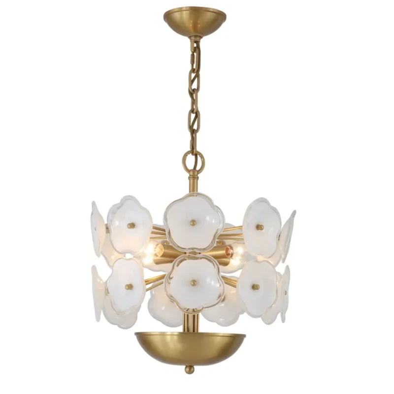 Flower Glass Chandelier | White & Brass | CLZQ0255