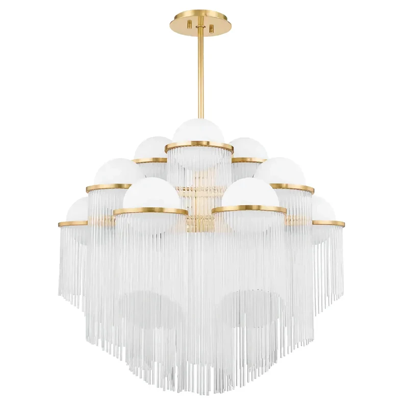 Cascading Glass Chandelier | 12-Light Brass | CLPOP014