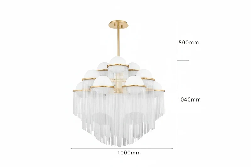 Cascading Glass Chandelier | 12-Light Brass | CLPOP014