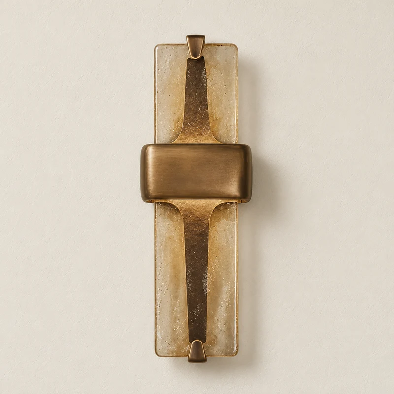 Textured Glass & Brass Wall Sconce | CLGGP57