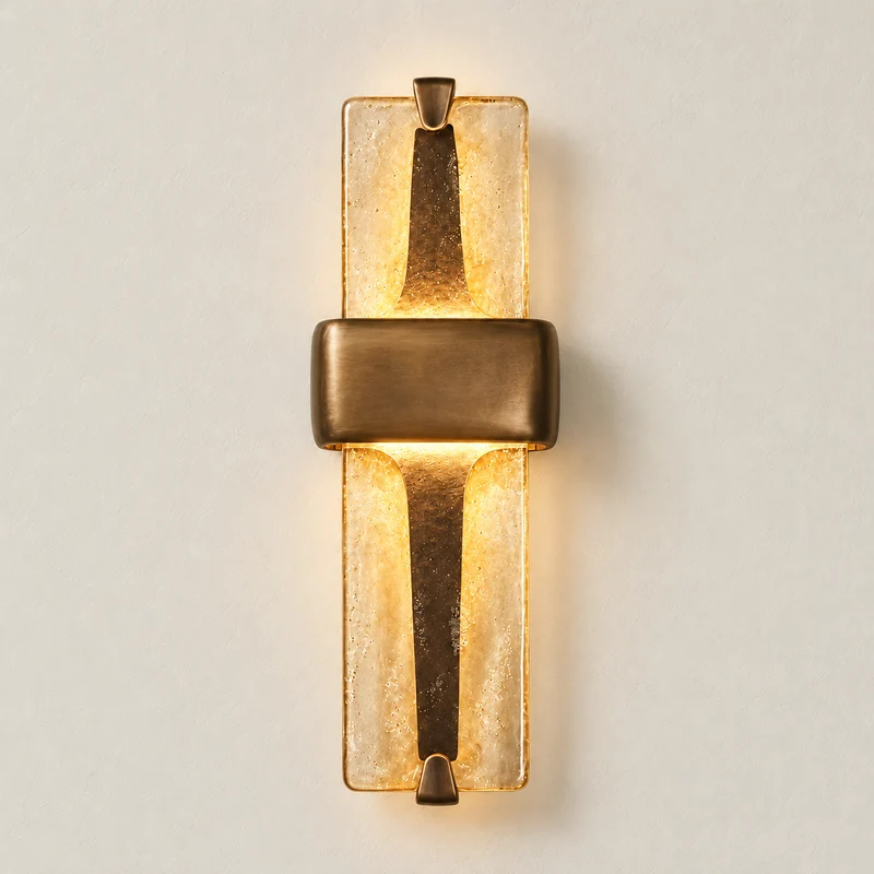 Textured Glass & Brass Wall Sconce | CLGGP57