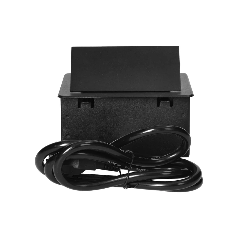 Trano Einbau Steckdose Schuko Typ F mit 2x USB-A Ladeanschluss 5V/2,1A, 1,5m Kabel, 3680W, IP20, Schwarz, flache Kante