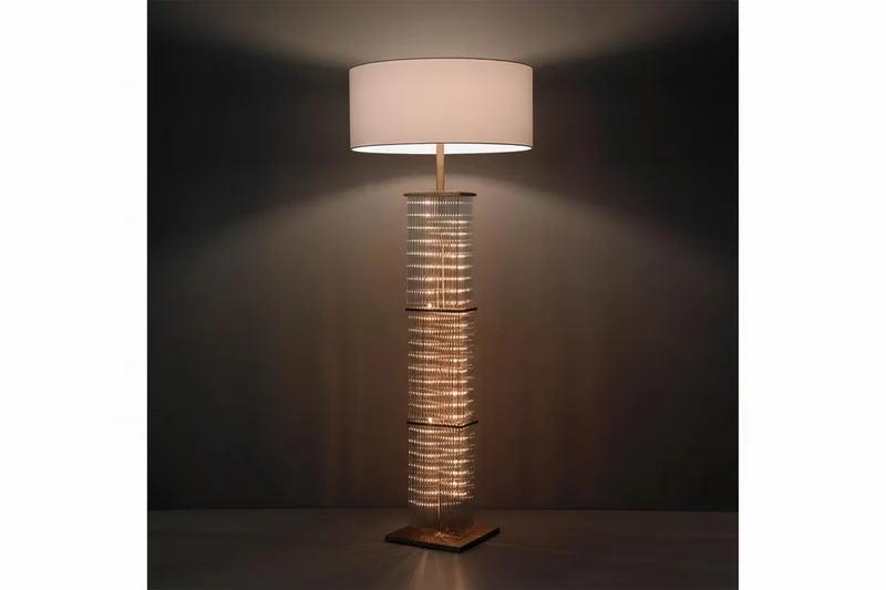 Glass & Copper Cage Floor Lamp | CLGT025