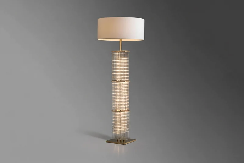 Glass & Copper Cage Floor Lamp | CLGT025