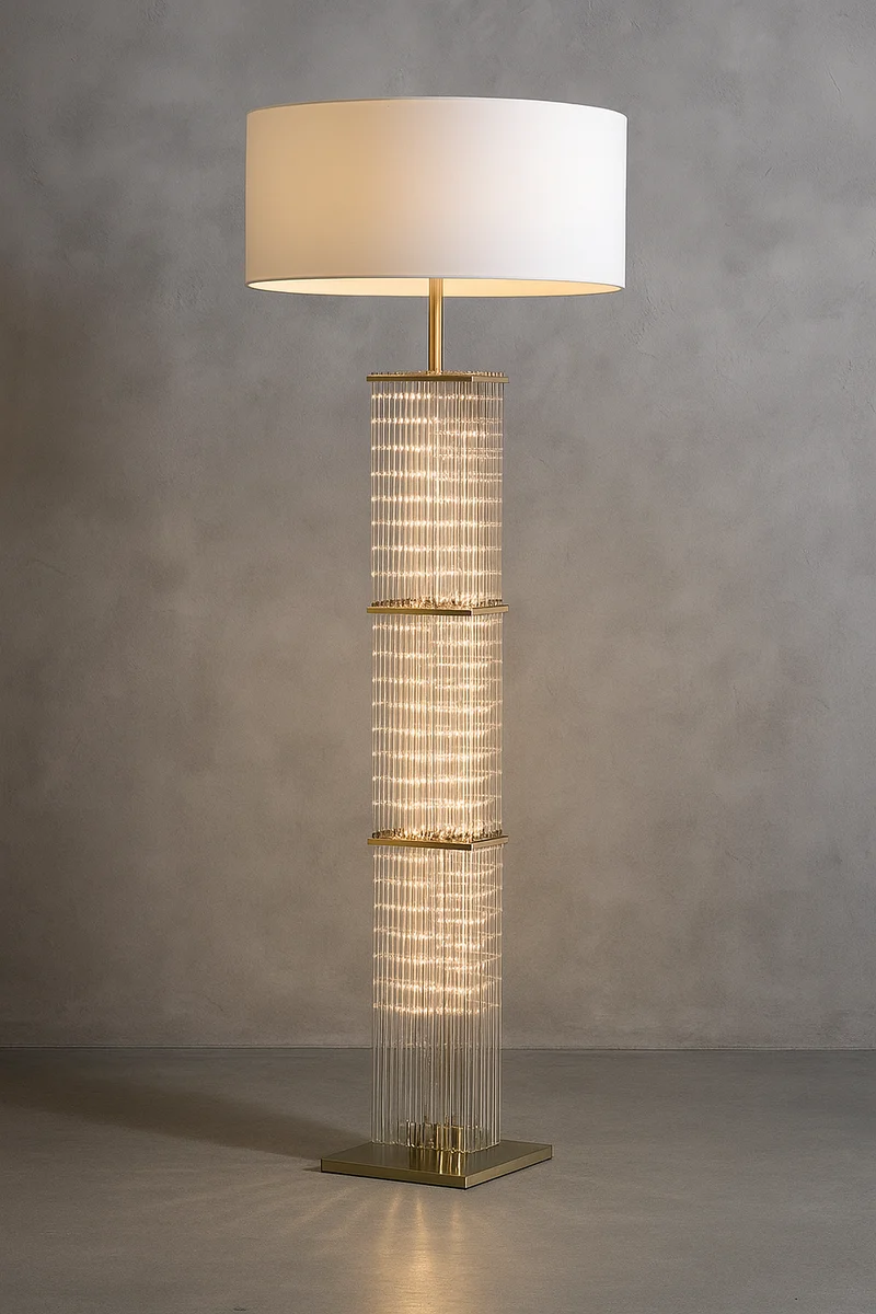 Glass & Copper Cage Floor Lamp | CLGT025
