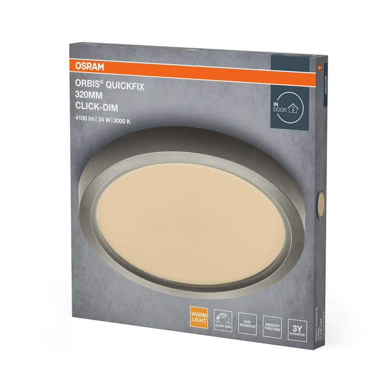 OSRAM Orbis Quickfix Round Deckenleuchte 320 mm 24W Click-Dim Silber