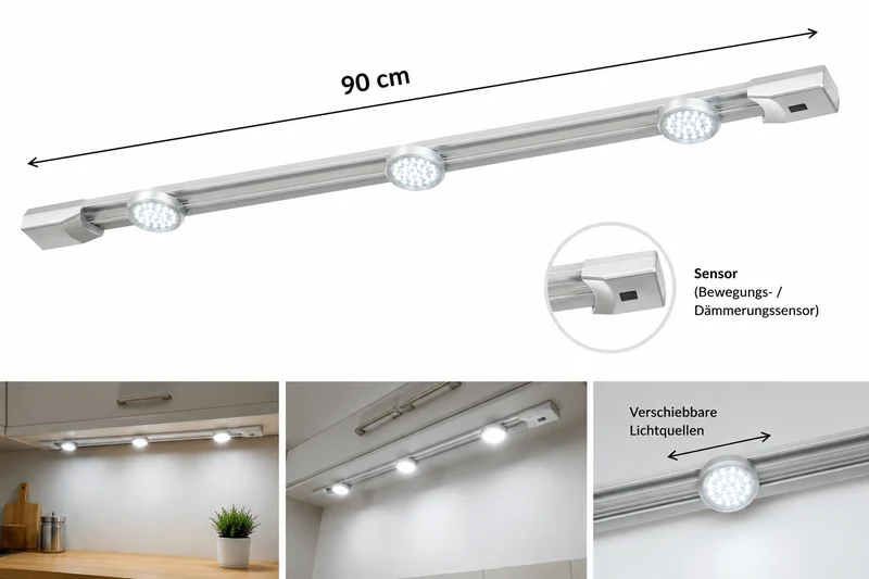 LED Unterbauleuchte 90 cm mit Bewegungsmelder Monza | Küchenleuchte LED kaltweiß