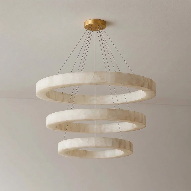3-Tier Round Alabaster Chandelier | CLVC0212