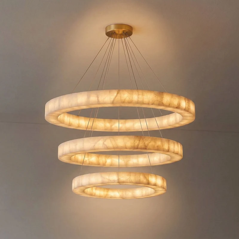 3-Tier Round Alabaster Chandelier | CLVC0212