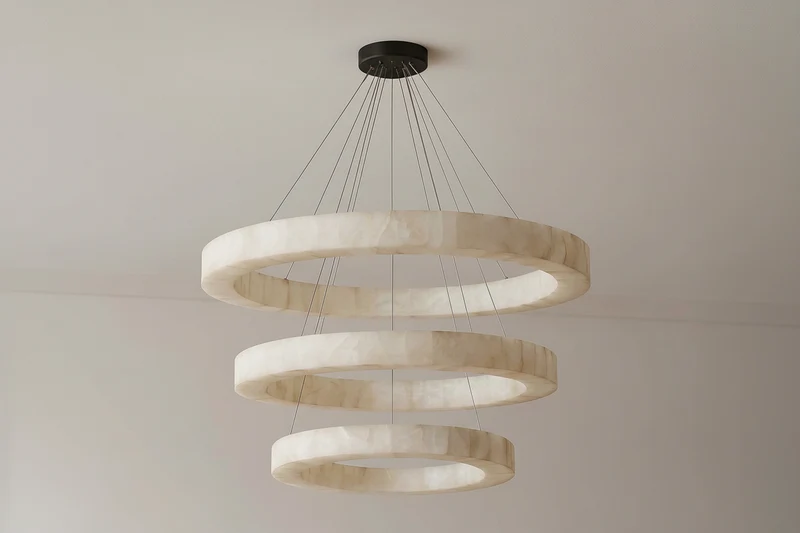3-Tier Round Alabaster Chandelier | CLVC0212