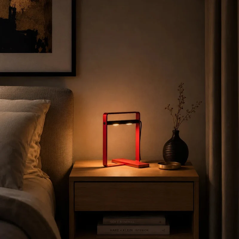 LED Tischleuchte ORING Rot – Design Nachttisch- & Schreibtischlampe 7W | Segno