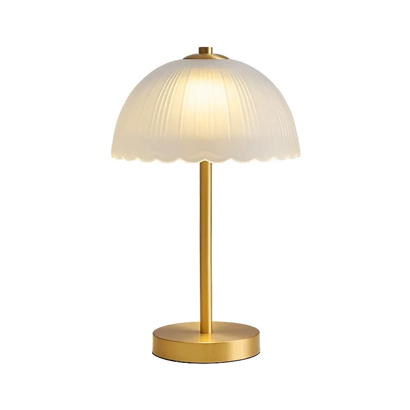 Mushroom Table Lamp | Gold & Frosted Glass | CLMSH025G