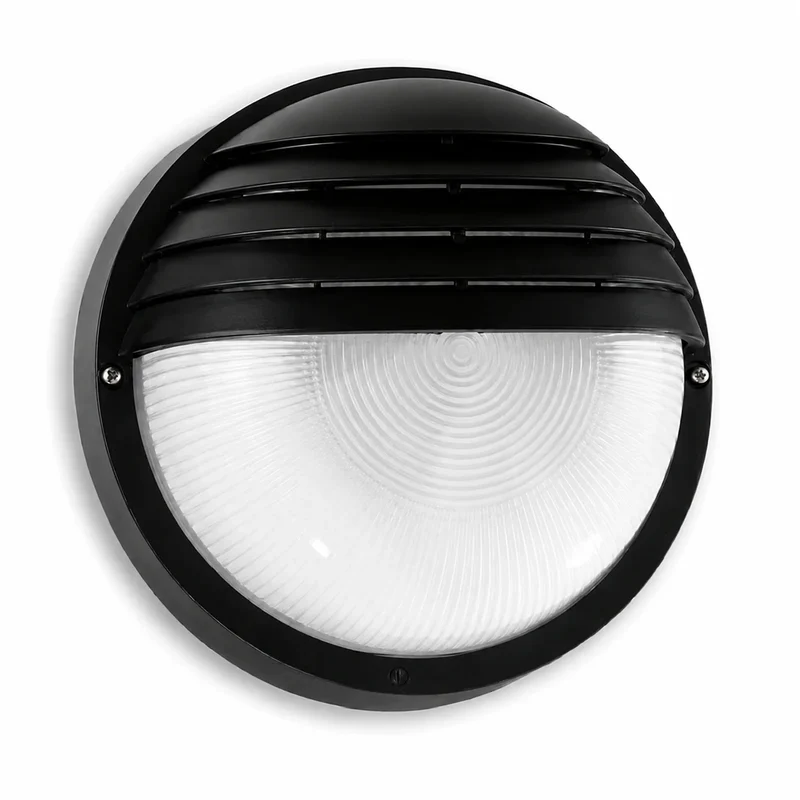 Relco Außenwandleuchte Schwarz rund – E27, IP44, Ø 19 cm