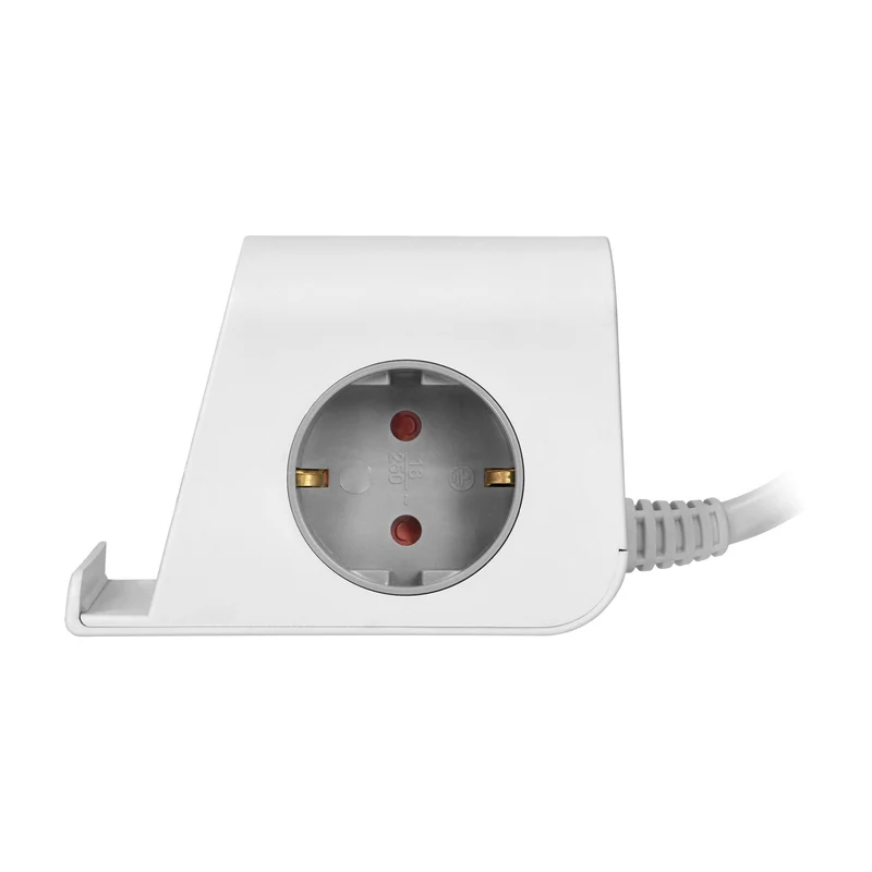 Trano Tischsteckdose mit USB & Induktiv-Ladefunktion, 2x Schuko, 4x USB-A/C, 3680W, 1,4m Kabel, Schraubklemme, Weiß, IP20, 230V