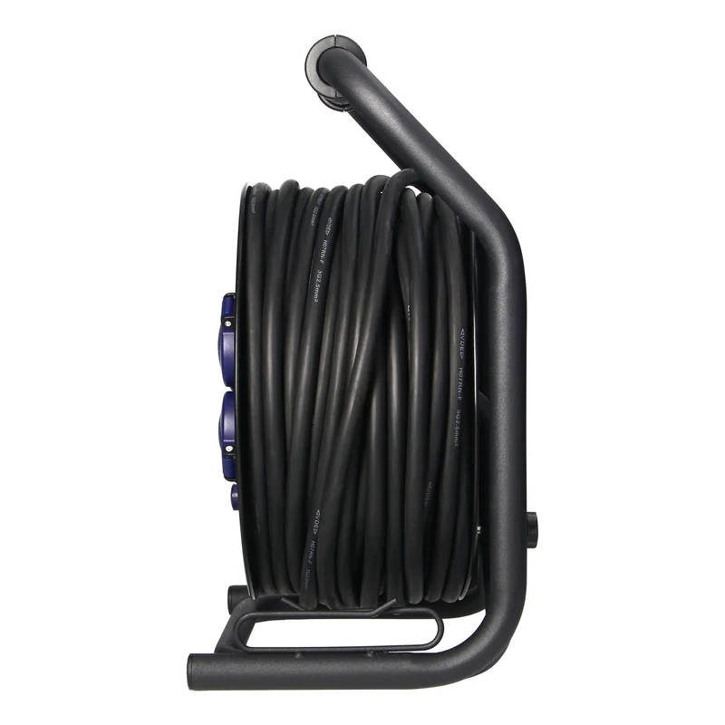 Trano Kabeltrommel 40m H07RN-F 3x2,5mm² IP44 | 4x Schuko Steckdosen mit Kinderschutz | 3200W | Gummi Kabel | Anti-Twist | Thermoschutz