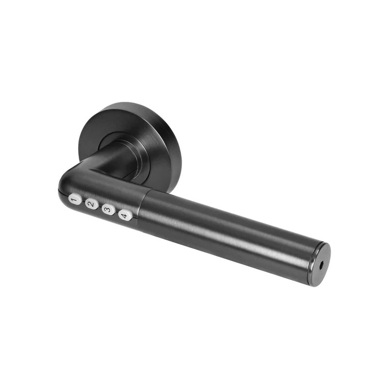 Trano Smart Griff, Elektronische Drückergarnitur mit PIN & Bluetooth 4.0 – IP44, für Türen 38–58 mm, schwarz oder silber, beleuchtet, 2×CR2