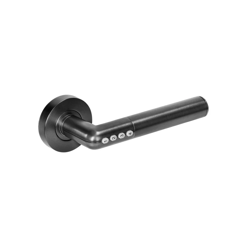 Trano Smart Griff, Elektronische Drückergarnitur mit PIN & Bluetooth 4.0 – IP44, für Türen 38–58 mm, schwarz oder silber, beleuchtet, 2×CR2