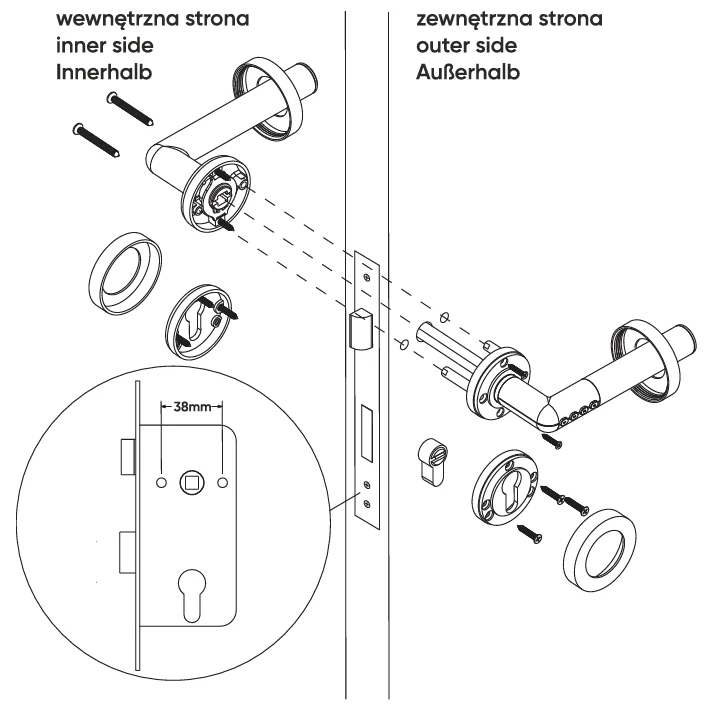 Trano Smart Griff, Elektronische Drückergarnitur mit PIN & Bluetooth 4.0 – IP44, für Türen 38–58 mm, schwarz oder silber, beleuchtet, 2×CR2
