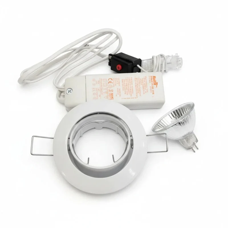 Einbaustrahler Set 12 V Halogen – Weiß – inkl. Trafo & Leuchtmittel