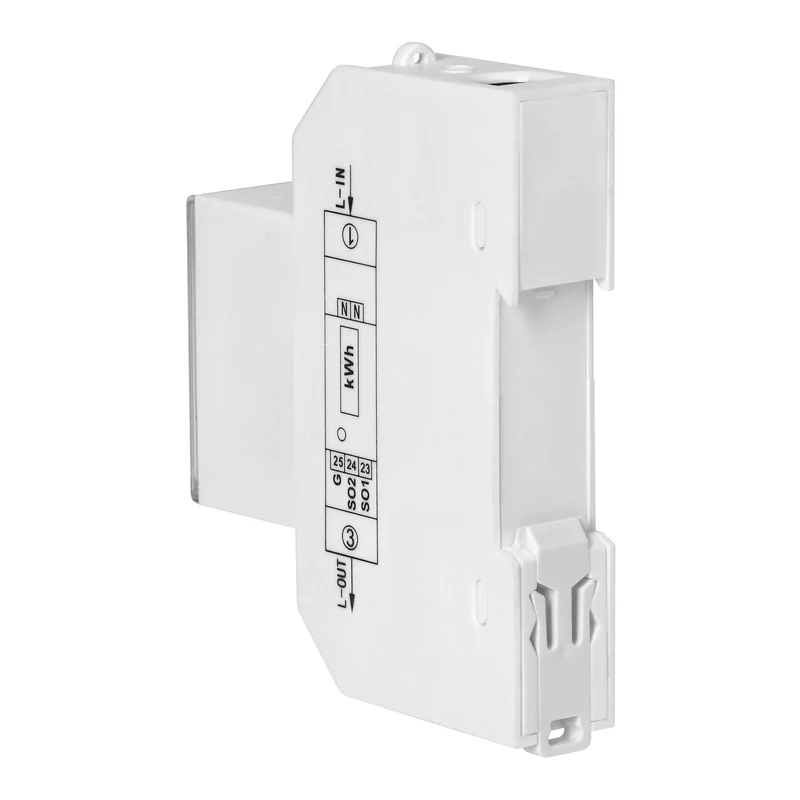 Trano 1-phasiger Energiezähler 100A MID | bidirektional | DIN TH-35mm | LCD 5+2 | 230V 50Hz | S0 Impuls | IP51 | 1 Modul