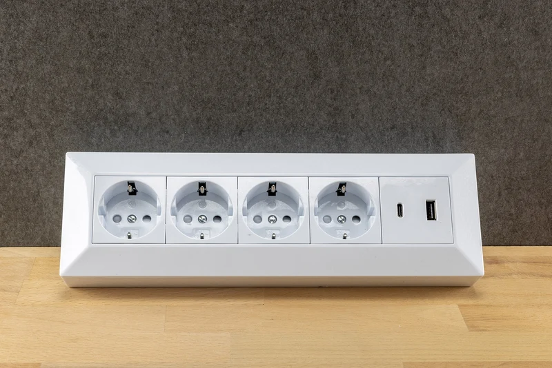 4-fach Steckdosenblock mit USB-A & USB-C, 250V~/16A, 3600W, PD 20W, 3,1A, Aufbaumontage, 26x8x8cm, in 4 Farben