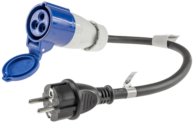Trano CEE Adapter 230V 16A IP44 – Schutzkontakt-Stecker/Kupplung auf CEE – 0,35m H07RN-F 3G2,5 – Camping Wohnwagen Caravan