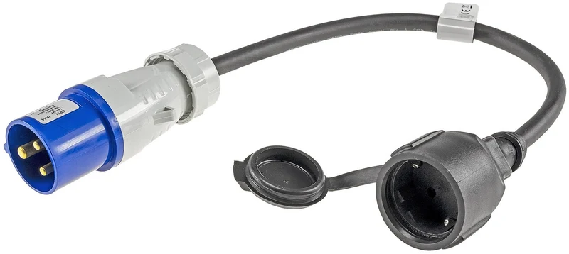Trano CEE Adapter 230V 16A IP44 – Schutzkontakt-Stecker/Kupplung auf CEE – 0,35m H07RN-F 3G2,5 – Camping Wohnwagen Caravan