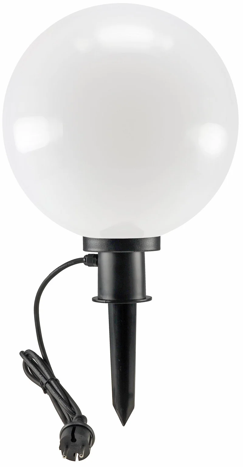 Trano Garten Kugelleuchte Ø30cm mit Erdspieß IP44, 230V, E27 Fassung, 1,5m Kabel – wetterfest, hitze- & frostbeständig