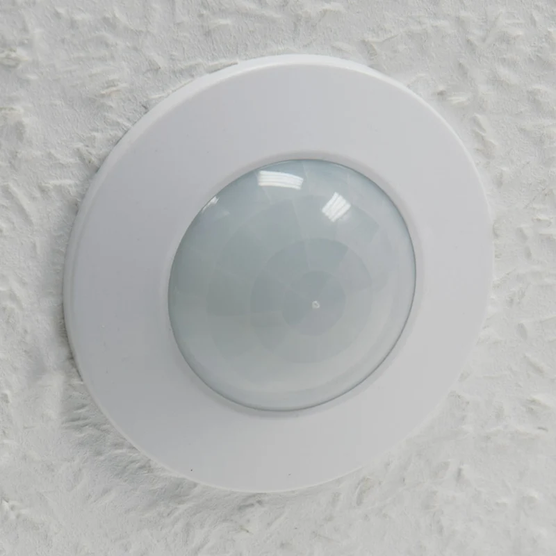 Trano 360° Decken-Einbau-Bewegungsmelder FLAT PIR, LED geeignet, 8m Reichweite, Ø80x30mm, 230V, IP20, einstellbar, inkl. Aufputz-Adapter