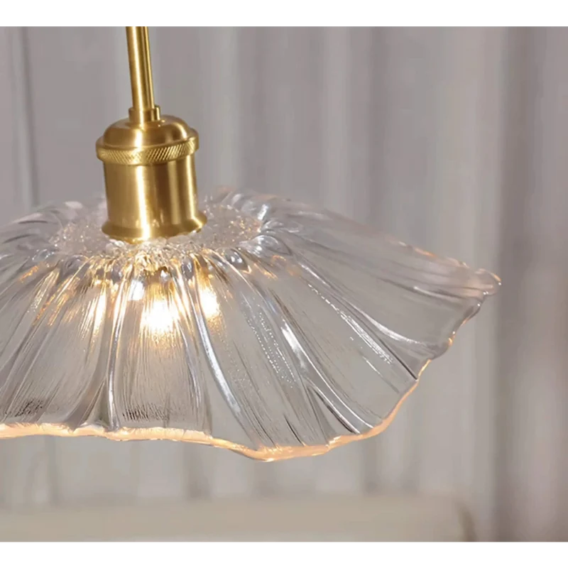 Brass & Glass Flower Semi-Flush Mount | CLFLW025