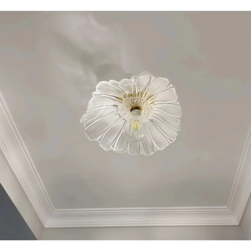 Brass & Glass Flower Semi-Flush Mount | CLFLW025