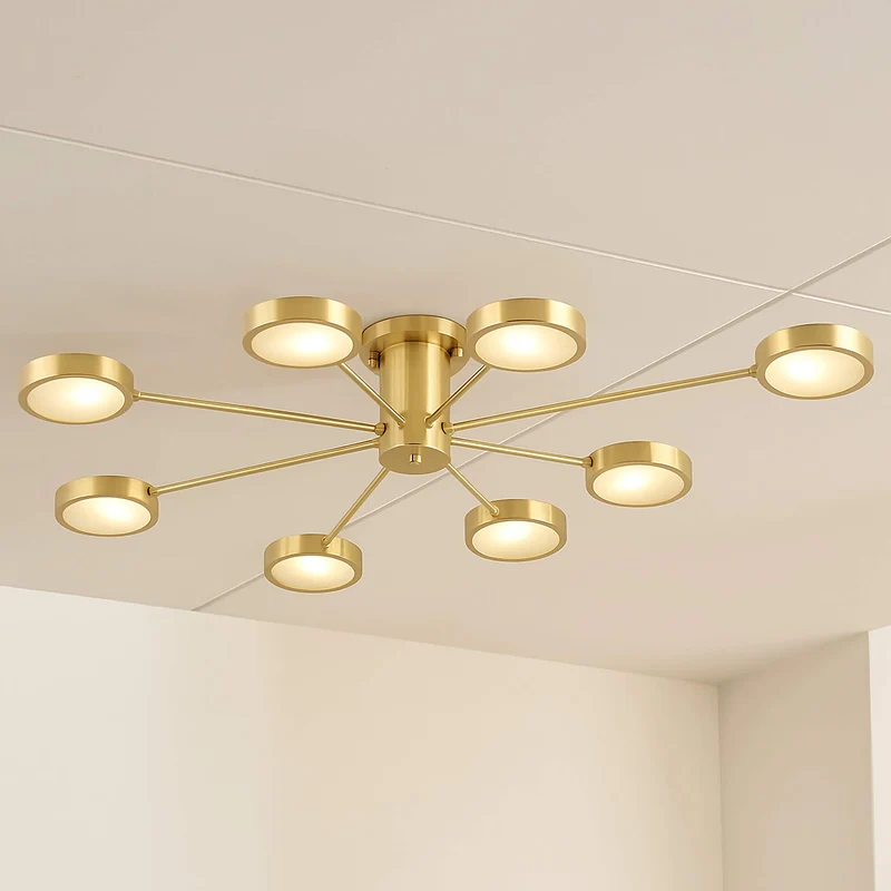 Modern Brass Starburst Semi-Flush Mount | CLJG500