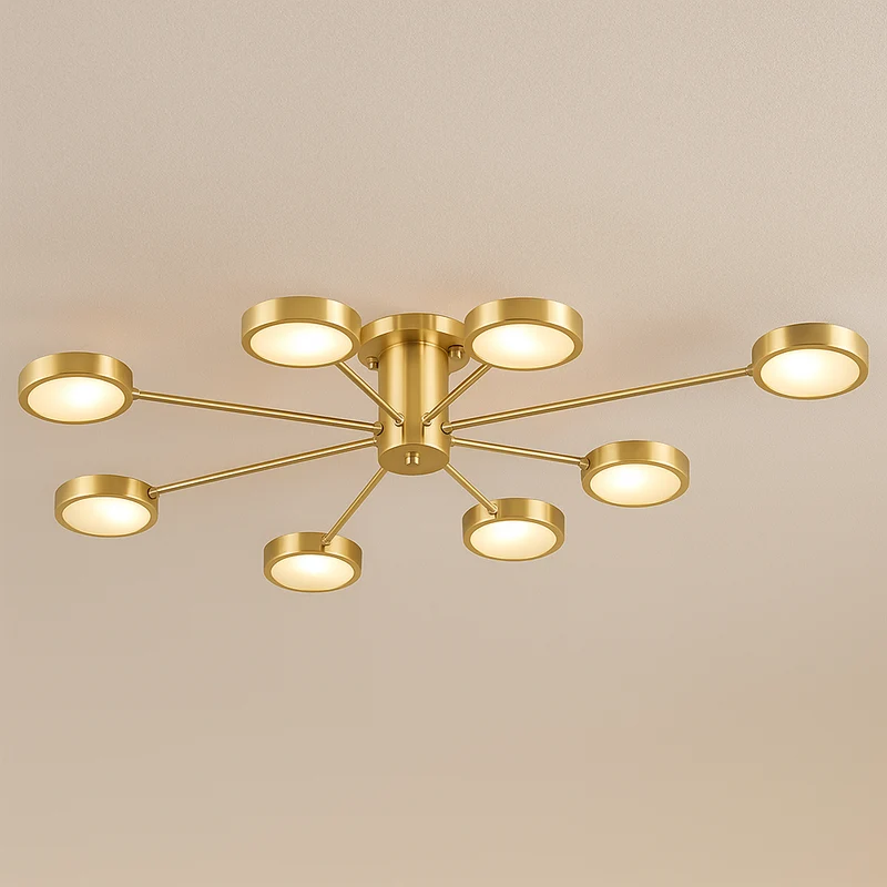 Modern Brass Starburst Semi-Flush Mount | CLJG500