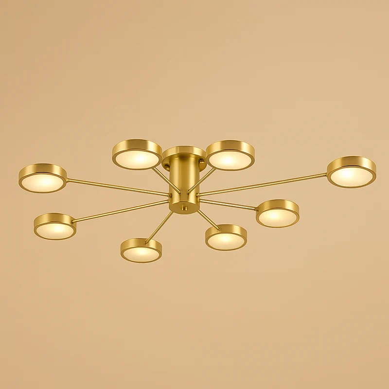 Modern Brass Starburst Semi-Flush Mount | CLJG500