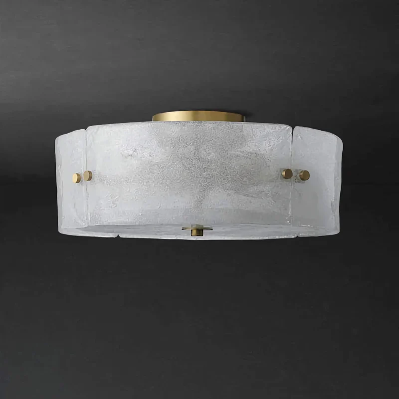 Modern Frosted Glass & Brass Flush Mount | CLFGC025