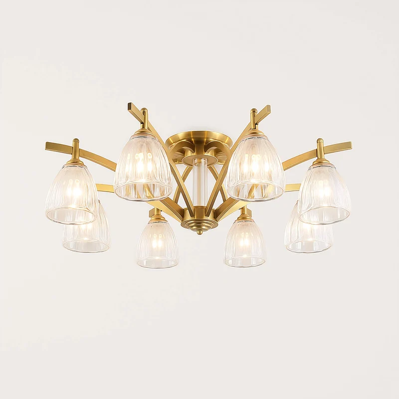 Brass & Glass Semi-Flush Mount Ceiling Light | CLNN2200
