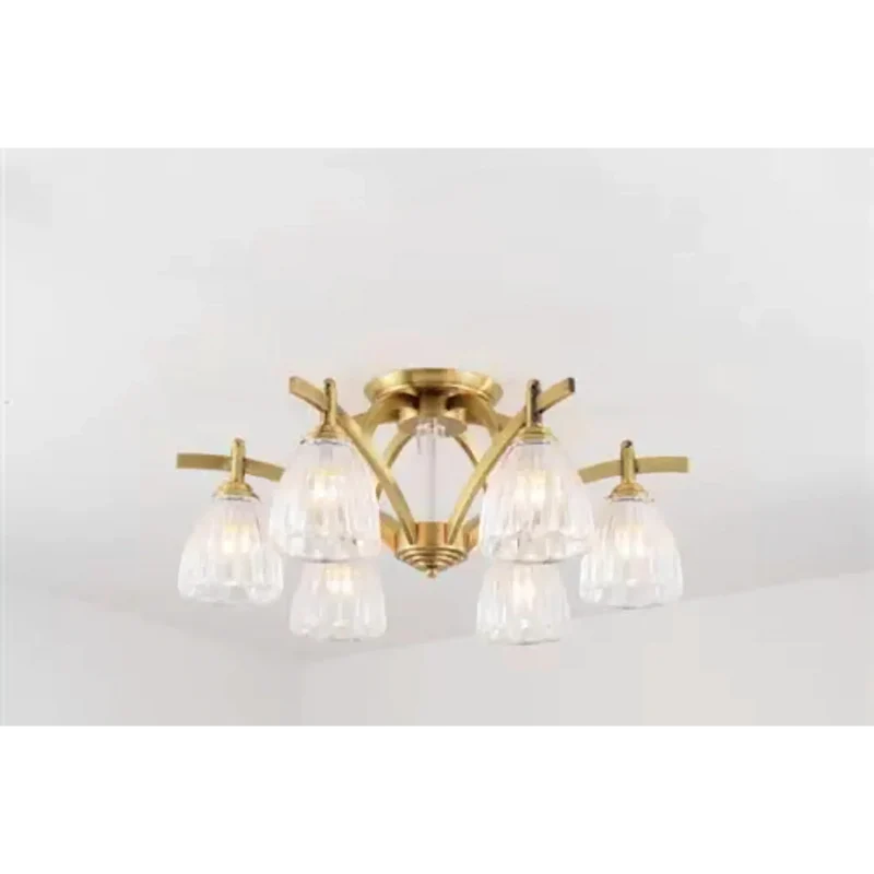 Brass & Glass Semi-Flush Mount Ceiling Light | CLNN2200