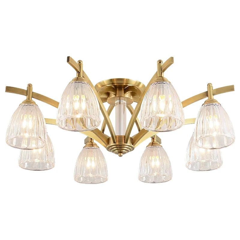 Brass & Glass Semi-Flush Mount Ceiling Light | CLNN2200