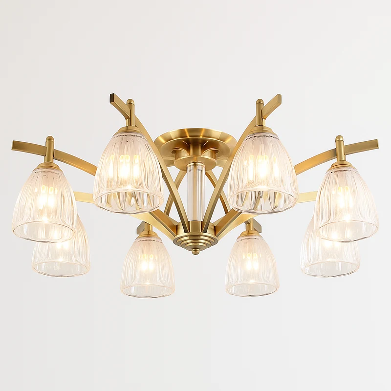 Brass & Glass Semi-Flush Mount Ceiling Light | CLNN2200