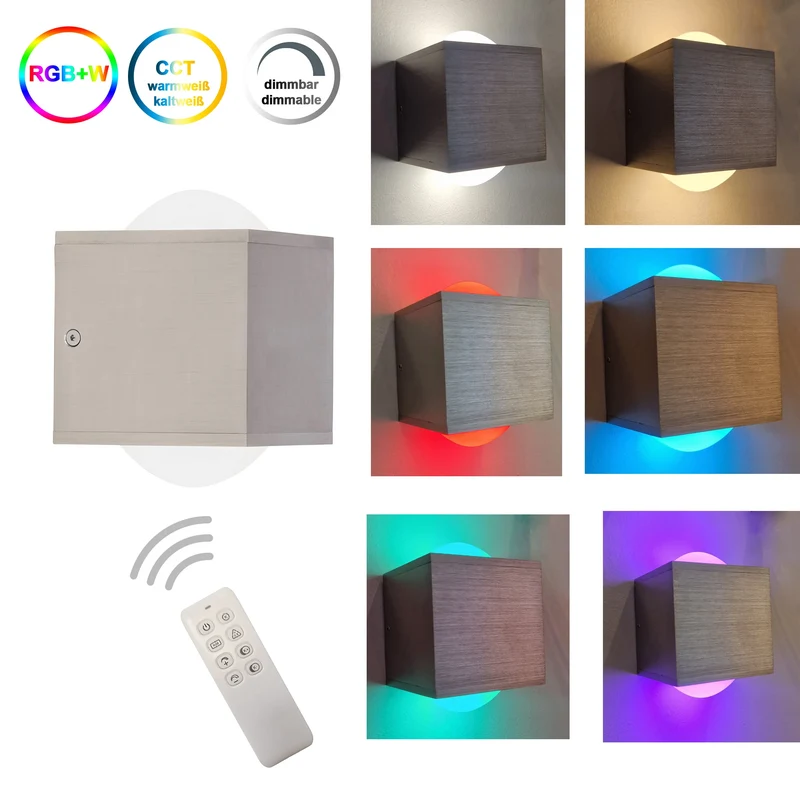 LED Wandlampe Lens RGB + CCT dimmbar mit Fernbedienung – Up & Down, Aluminium eckig