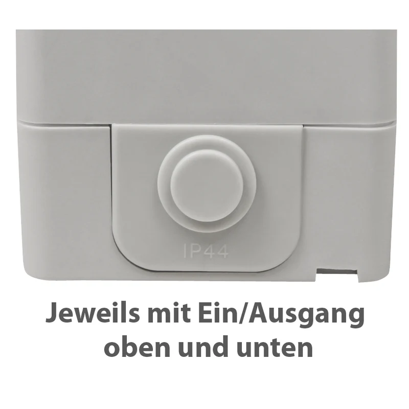 Trano Aufputz Feuchtraum Steckdose | IP44 Spritzwassergeschützt | 250V 16A | Grauschwarz | mit Einsteckschutz | Außenbereich, Keller, Garage