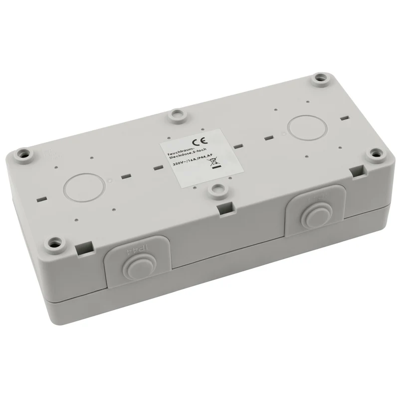 Trano Aufputz Feuchtraum Steckdose | IP44 Spritzwassergeschützt | 250V 16A | Grauschwarz | mit Einsteckschutz | Außenbereich, Keller, Garage