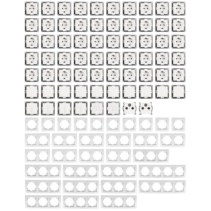 TRANO Flair Megaset - 100-teiliges Schalter- und Steckdosen-Set, reinweiß