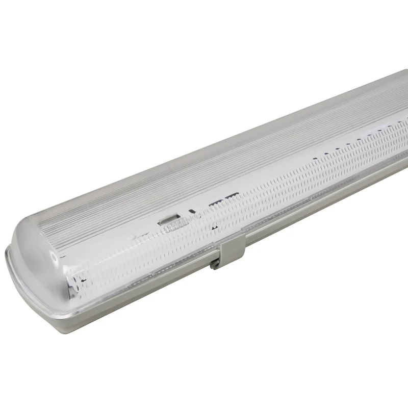 Trano Feuchtraumleuchte 150cm für 2 LED Röhren T8, IP65 Staub- & Strahlwasserschutz, Kellerlampe Werkstatt Garage Lagerhalle, robustes Kunststoffgehäuse, 230V, inkl. Montagematerial